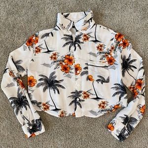 Cropped tropical Hawaiian shirt